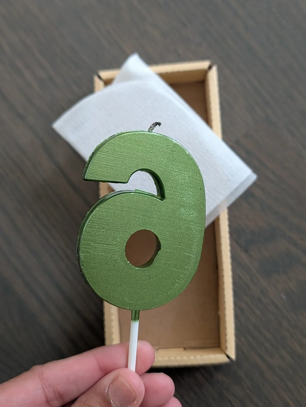 Number 6 Birthday Candle, Green, 2.67 Inch